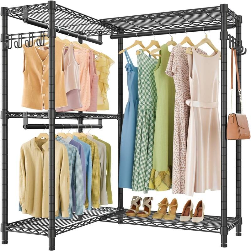 L4 Garment Rack L Shaped Clothes Rack for Corner - 29.1"D x 43.3"W x 76.4"H
