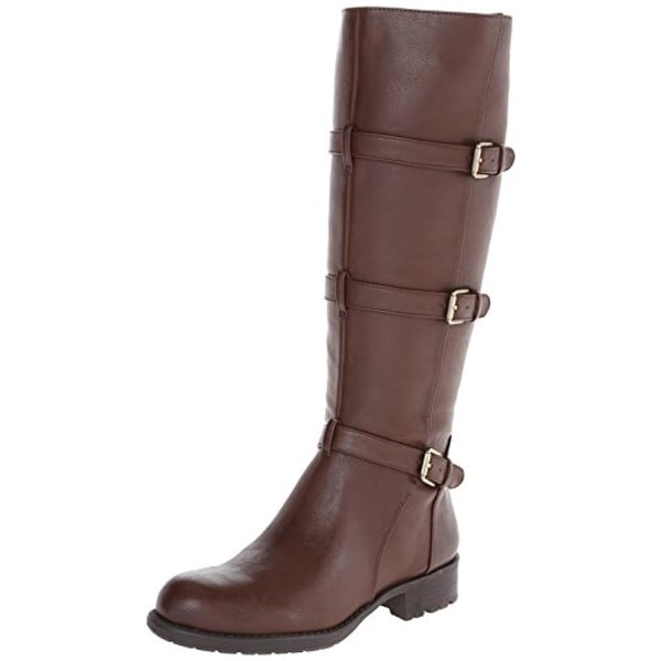 Franco Sarto Womens Petite Motorcycle Boots Faux Leather Knee High