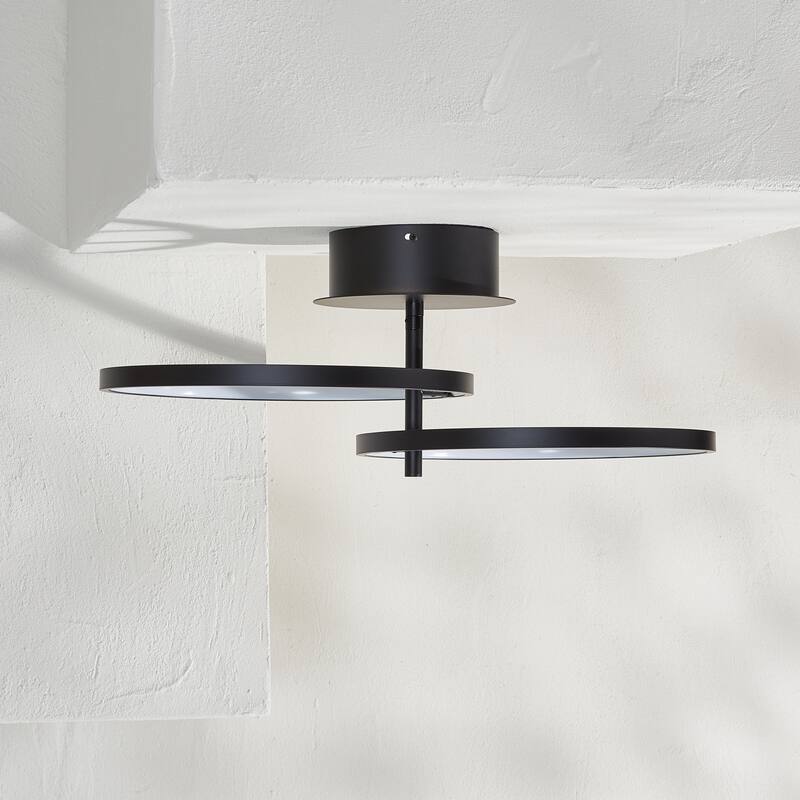 SAFAVIEH Stoyna Led 12-inch Flush Mount - 11 In. W x 11 In. D x 7 In. H - Matte Black - 11Wx11Dx7H