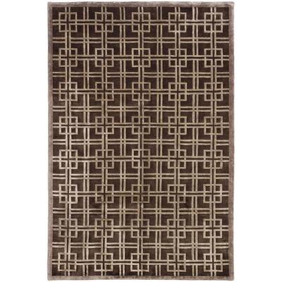 ECARPETGALLERY Hand-knotted Silk Touch Dark Brown Silk, Wool Rug
