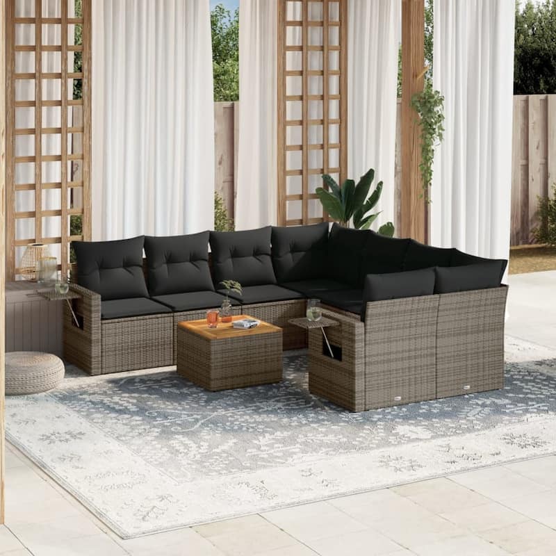 vidaXL Garden Sofa Set PE rattan Large Modular Garden Sofa Set - Grey - 21.7 x 21.7 x 14.6 in (W x L x H)