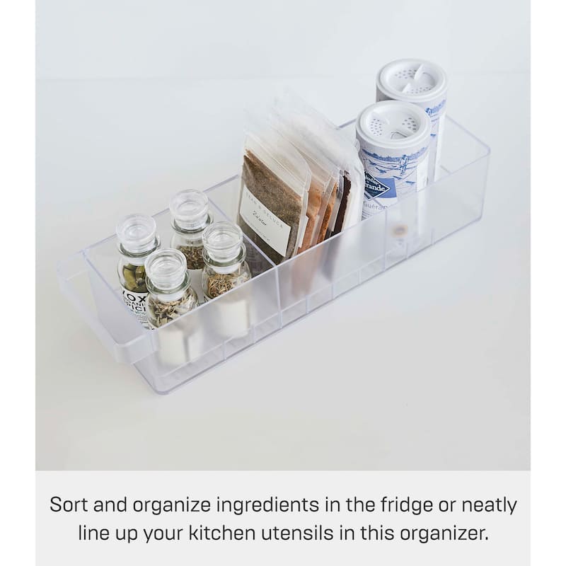 Yamazaki Home Refrigerator Organizer Bin - Three Styles, ABS Plastic, All-Purpose - L 4.33 x W 14.76 x H 3.23 inches