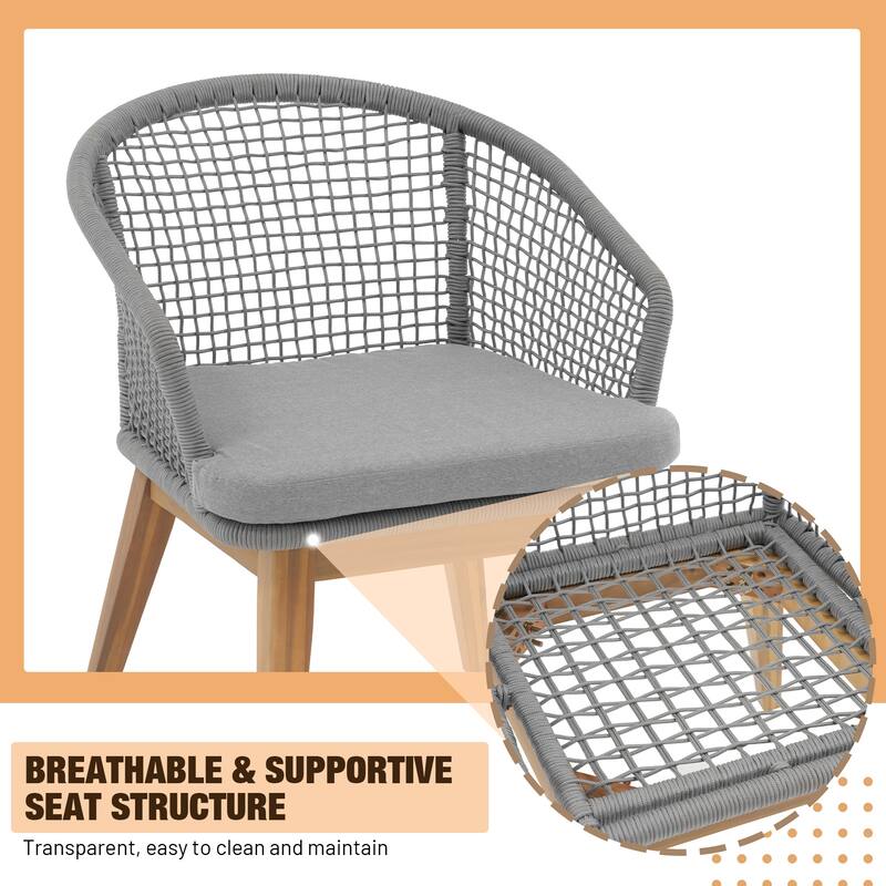 7 - Piece Outdoor Wood & Woven Rope Dining Set