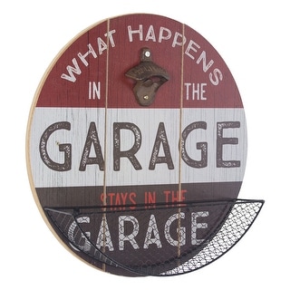 American Art Decor What Happens in the Garage Bottle Opener/Catcher