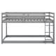 preview thumbnail 10 of 22, Twin over Twin Low Bunk Bed with Ladder, Solid Wood, Guardrails, Grey