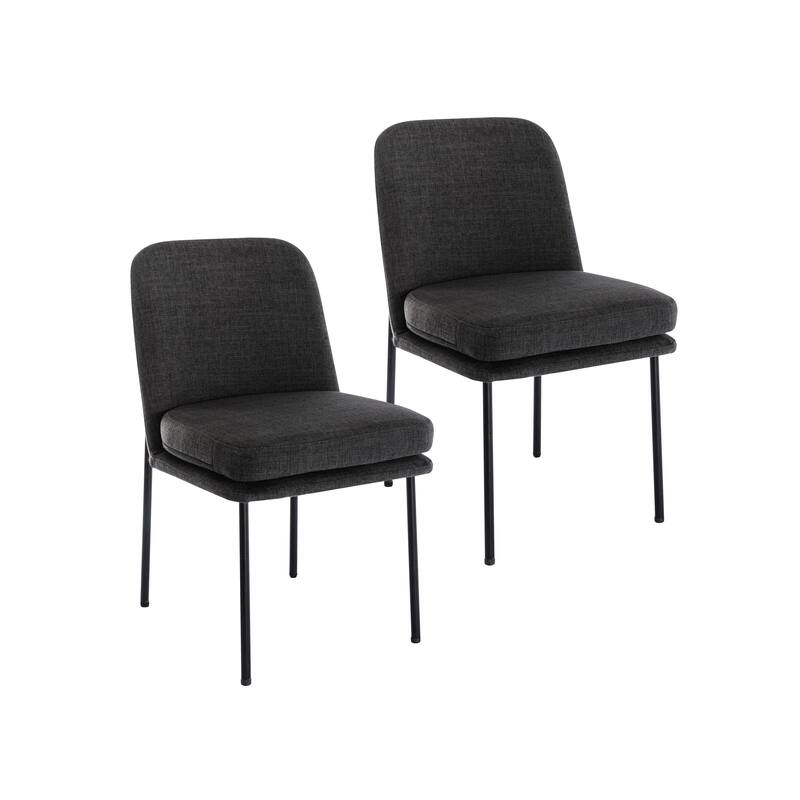 Porthos Home Lyra Fabric Upholstered Dining Chairs with Iron Legs, Set of 2 - Dark Grey