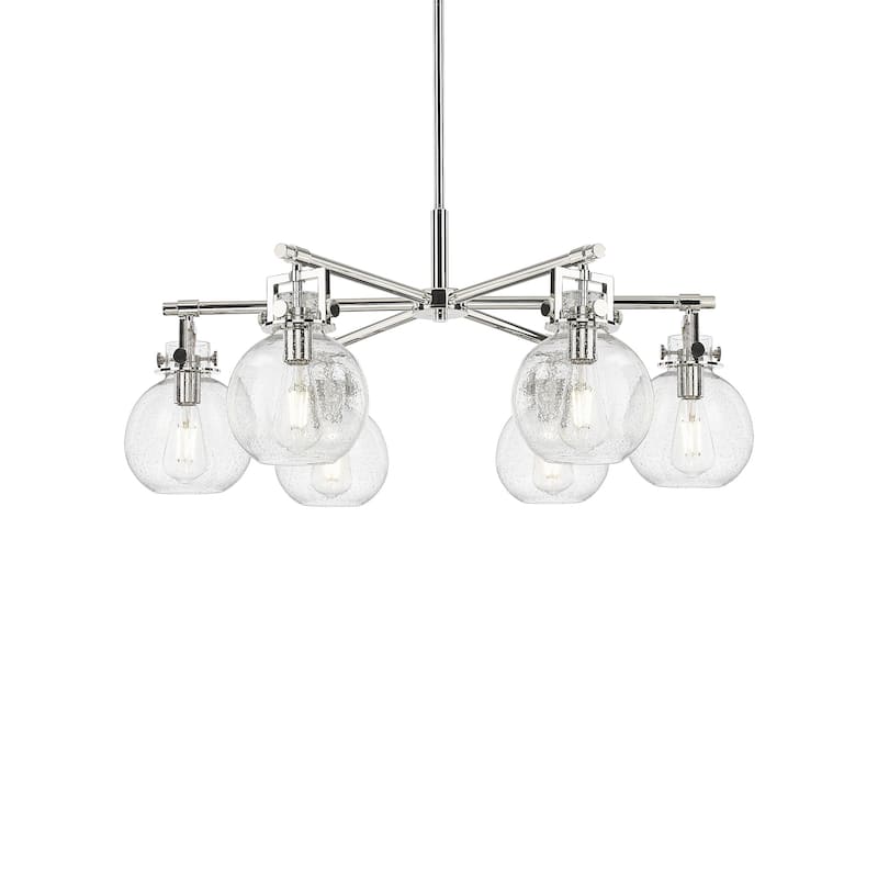 Innovations Lighting 411-6CR-16-26 Newton Sphere Chandelier Newton - Polished Nickel / Seedy