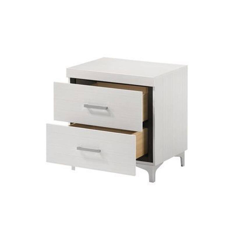 2 Drawers Nightstand with Metal Legs