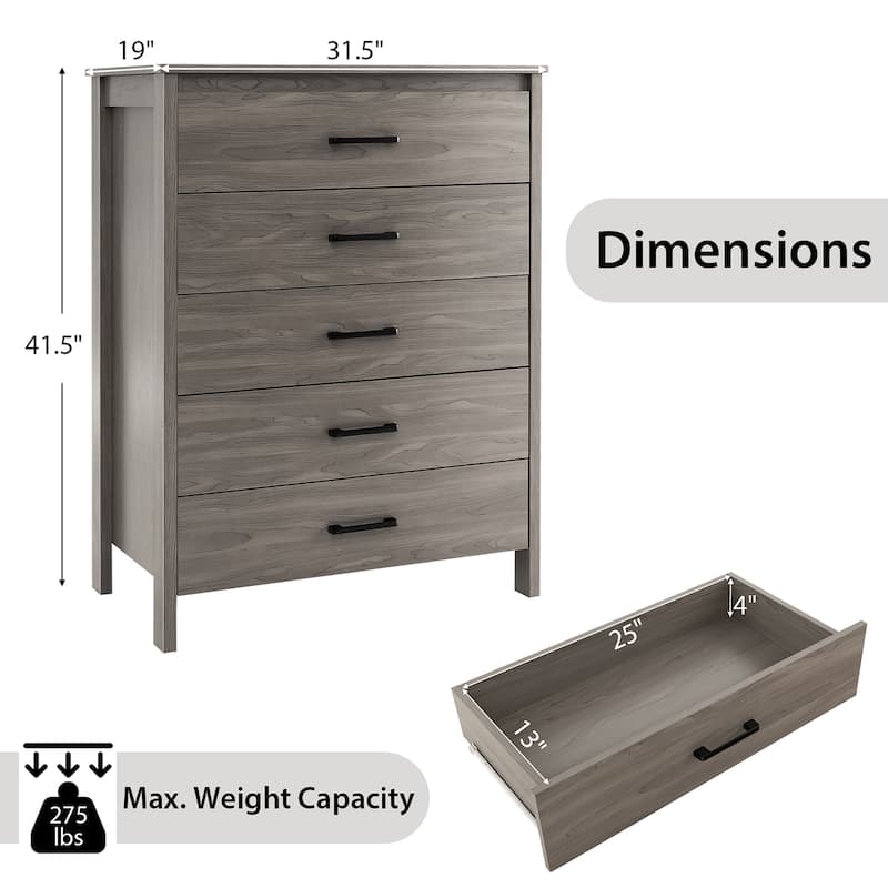 5-Drawer Dresser Multipurpose Clothes Organizer Chest of Drawers