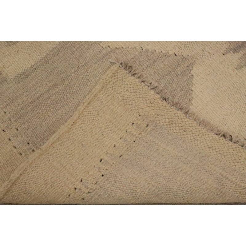 Hand Woven Oriental 100% Wool Carpet Southwestern Tribal Beige & Ivories Kilim Area Rug - 5' 9'' X 4' 1''