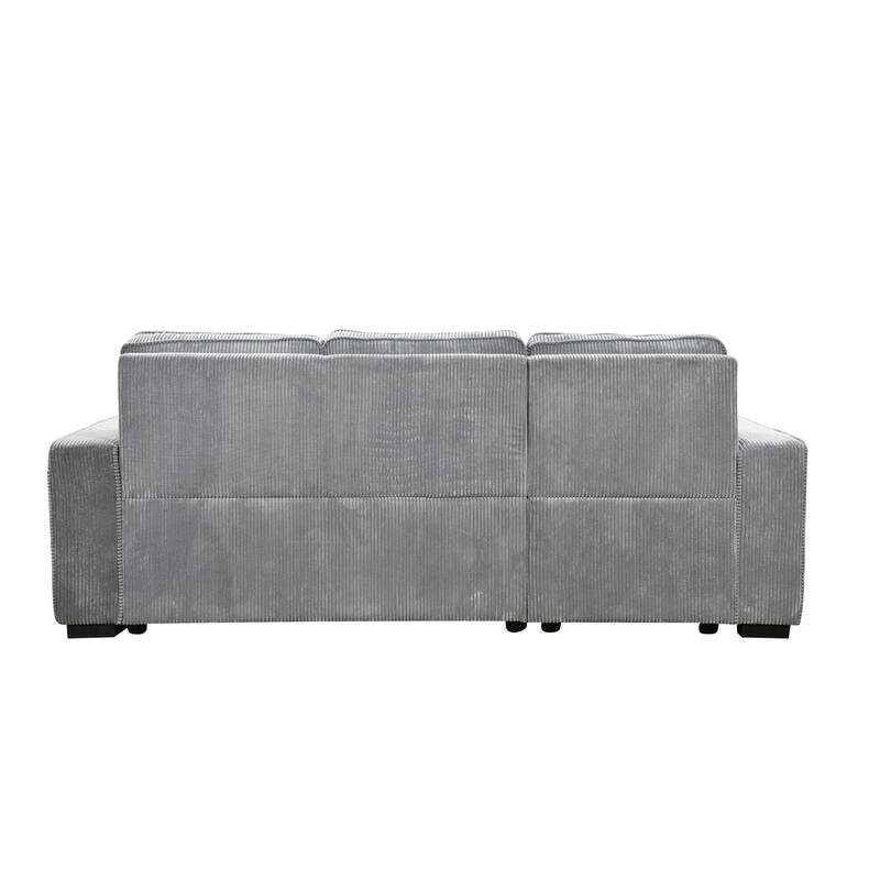 Roomfitters L Shaped Sectional Sofa Bed with Pull Out, Storage Chaise and USB Cup Holder
