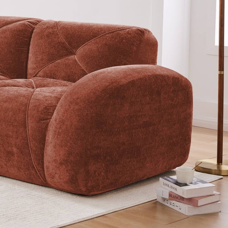110.6" L-Shaped Velvet Sectional Boneless Sofa with Movable Ottoman