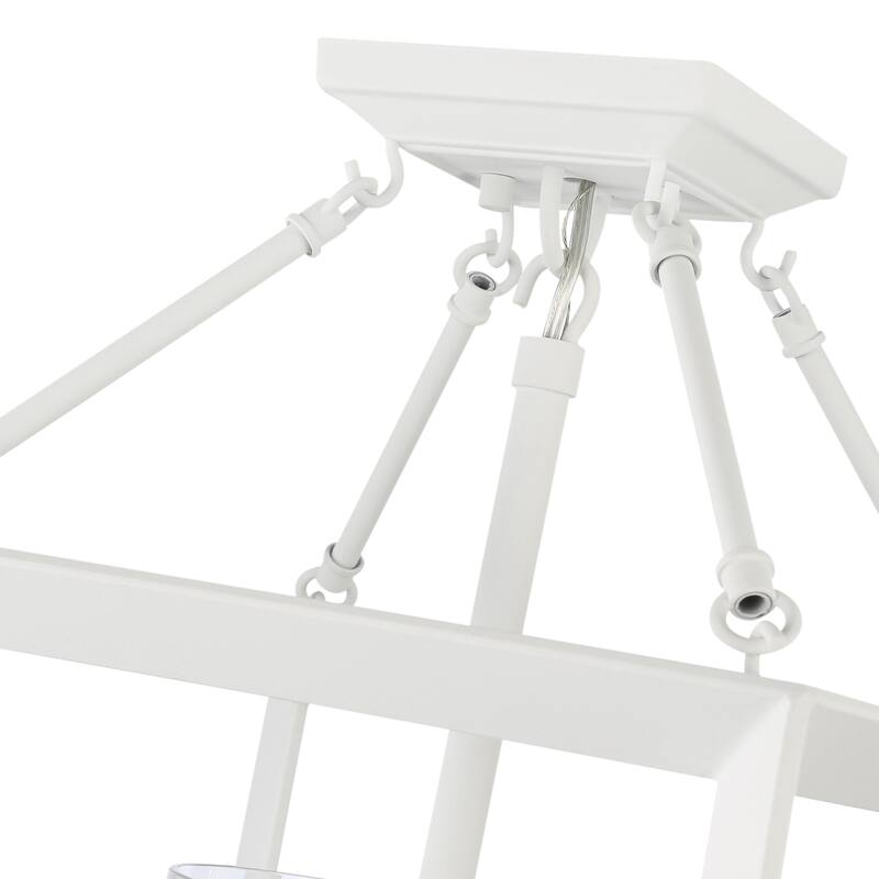 Golden Lighting Smyth 3-light 17"H Semi-Flush Mount in Natural White and Clear Glass - Natural White - 3-Light Semi-flush