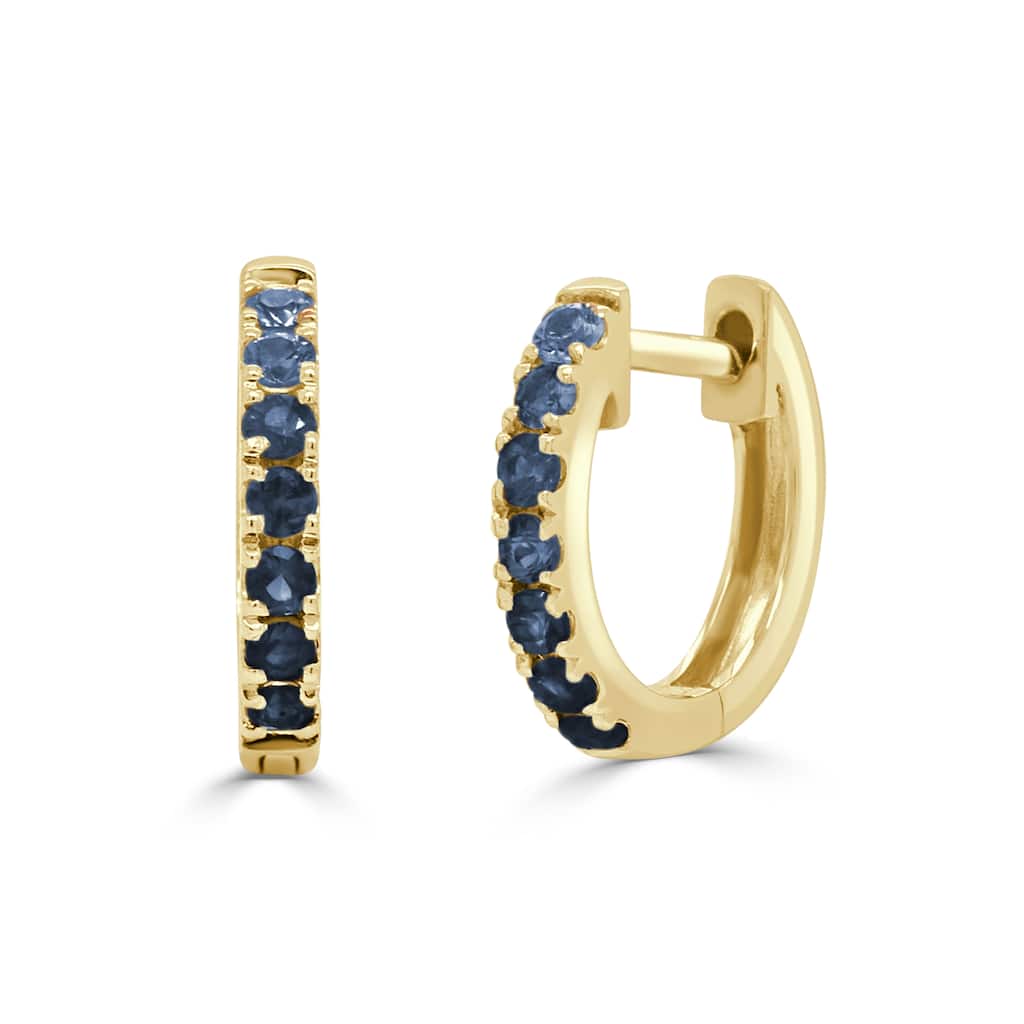Joelle Collection 14K Yellow Gold Ombre Blue Sapphire Huggie Earrings