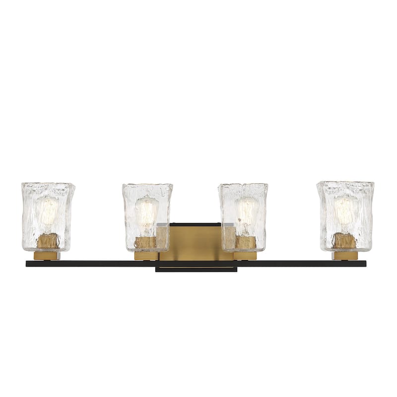 Savoy House 8-1720-4 Sidney 4 Light 32" Wide Bathroom Vanity Light - Matte Black / Warm Brass