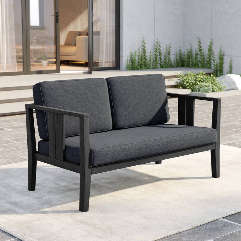 Outdoor Teak Solid Wood Patio Furniture Set Loveseat Armchair Table Collection