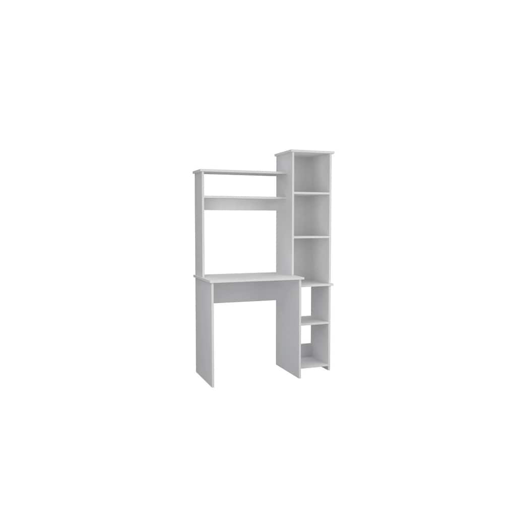Yerevan Computer Desk - White Workstation with Storage Cabinet