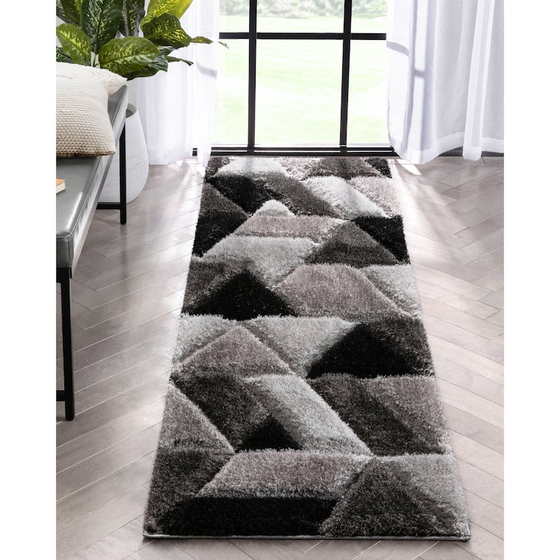 Well Woven San Francisco Holland Geometric Modern Carved Shag Area Rug