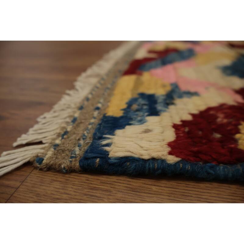 Hand Knotted Oriental 100% Wool Carpet Modern Geometric Multi-Colored Moroccan Area Rug - 10' 3'' X 6' 7''