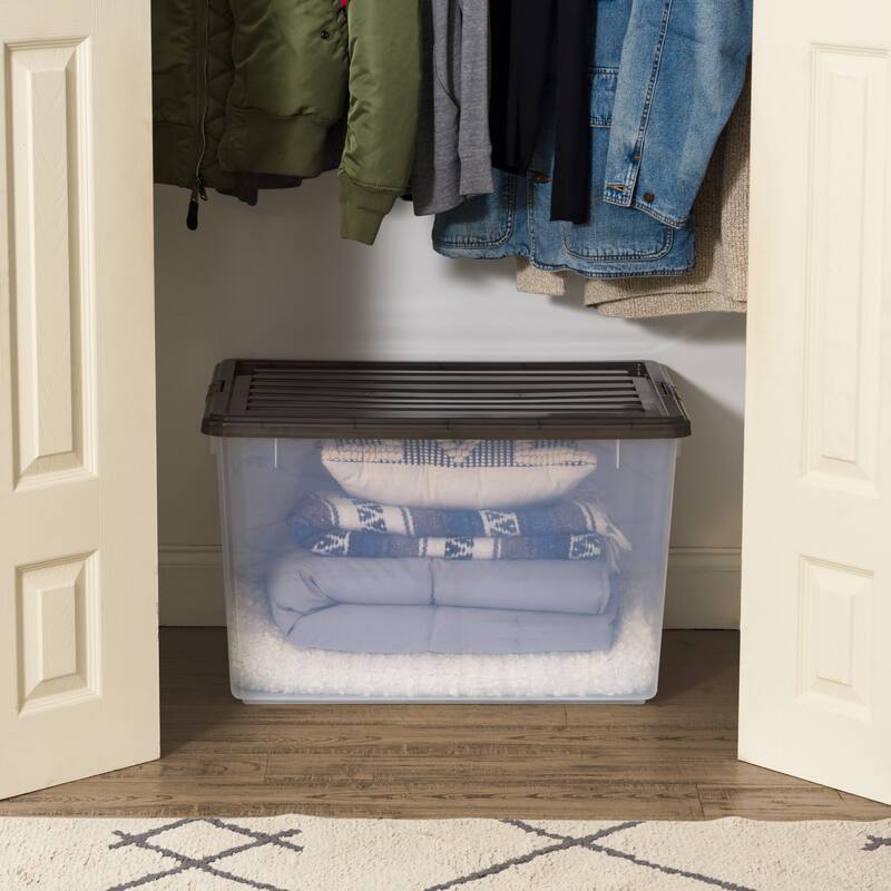 IRIS USA® Clear Boxes 144 Qt Buckle Lid - Gray - Set of 3