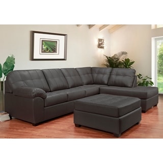 Emerson Top-grain Leather Sectional Sofa and Ottoman