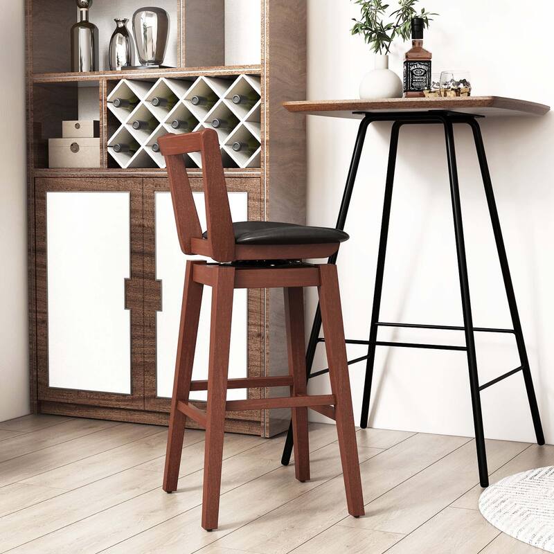 Costway Swivel Counter Height Bar Stool 26'' Upholstered PU Leather