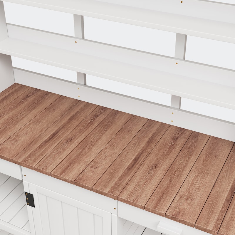 66" Large Outdoor Farmhouse Wooden Potting Bench Table