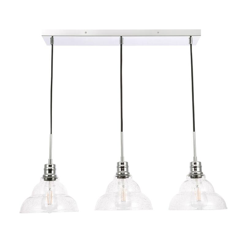 Gia 8.5-Inch 3-Light Clear Seeded Glass Pendant