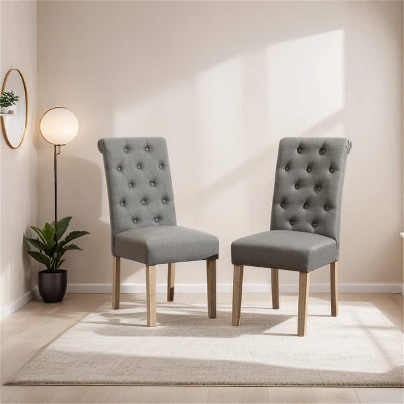 Solid Wood Tufted Parsons Dining Chair,Set of 2