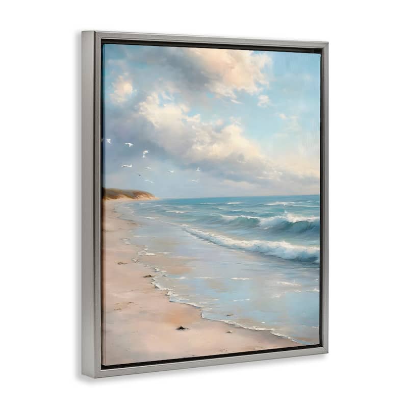 Stupell Where Seagulls Fly Beach View Framed Floater Canvas Wall Art Design By Franklyn Gregory