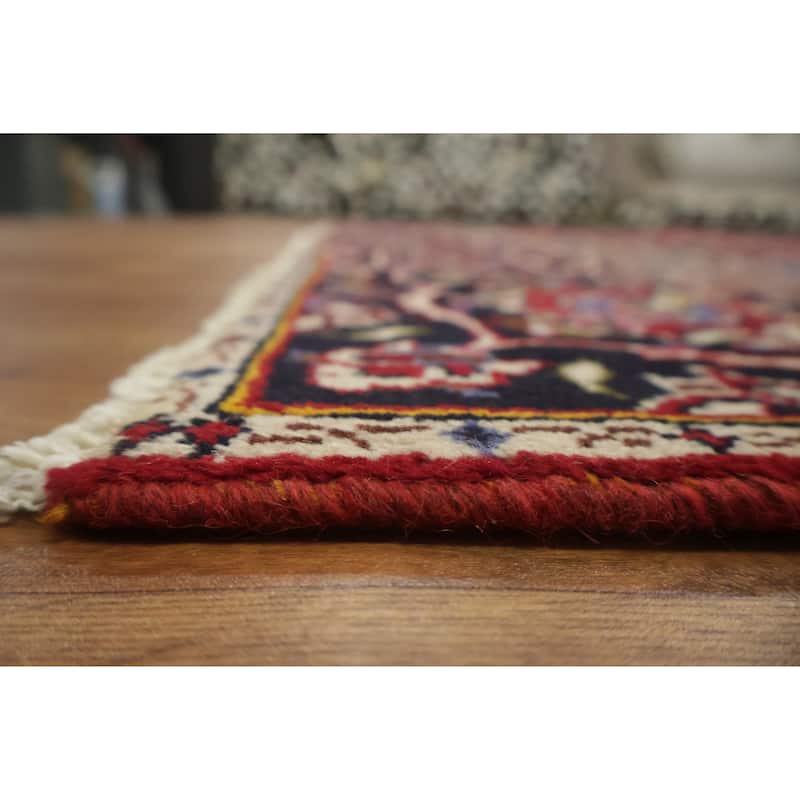 Hand Knotted Oriental 100% Wool Carpet Traditional Floral Red Kashan Area Rug - 11' 4'' X 7' 8''