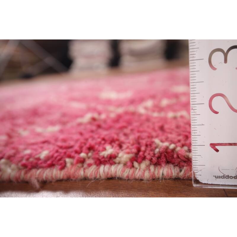 Trellis Plush Moroccan Accent Rug Handmade Pink Wool Carpet - 3'1" x 5'6"