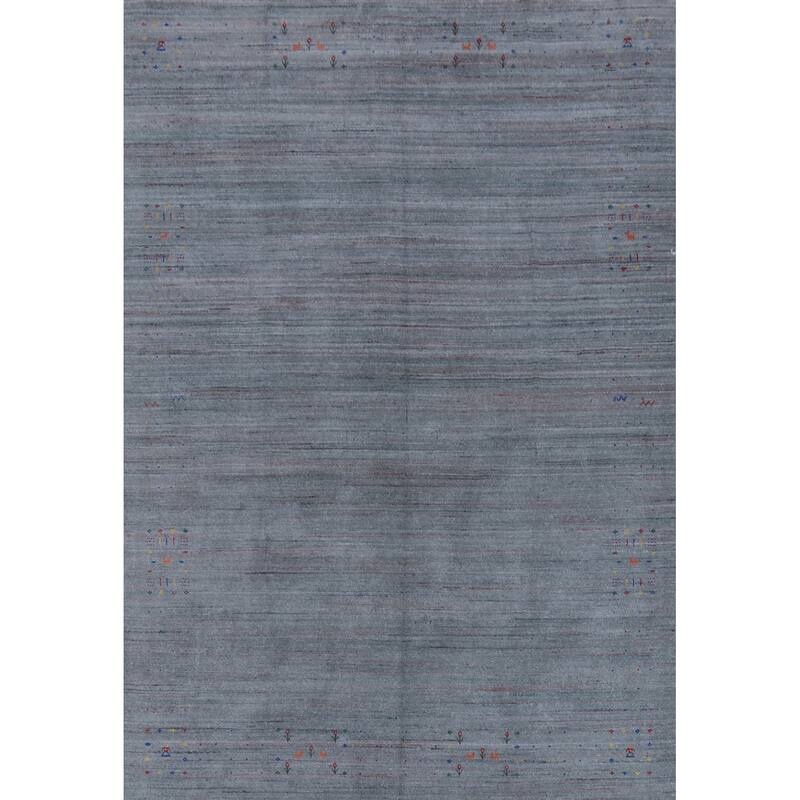 Hand Knotted Oriental 100% Wool Carpet Tribal Animal Pictorial Navy Blue & Blues Gabbeh Area Rug - 12' 0'' X 8' 11''