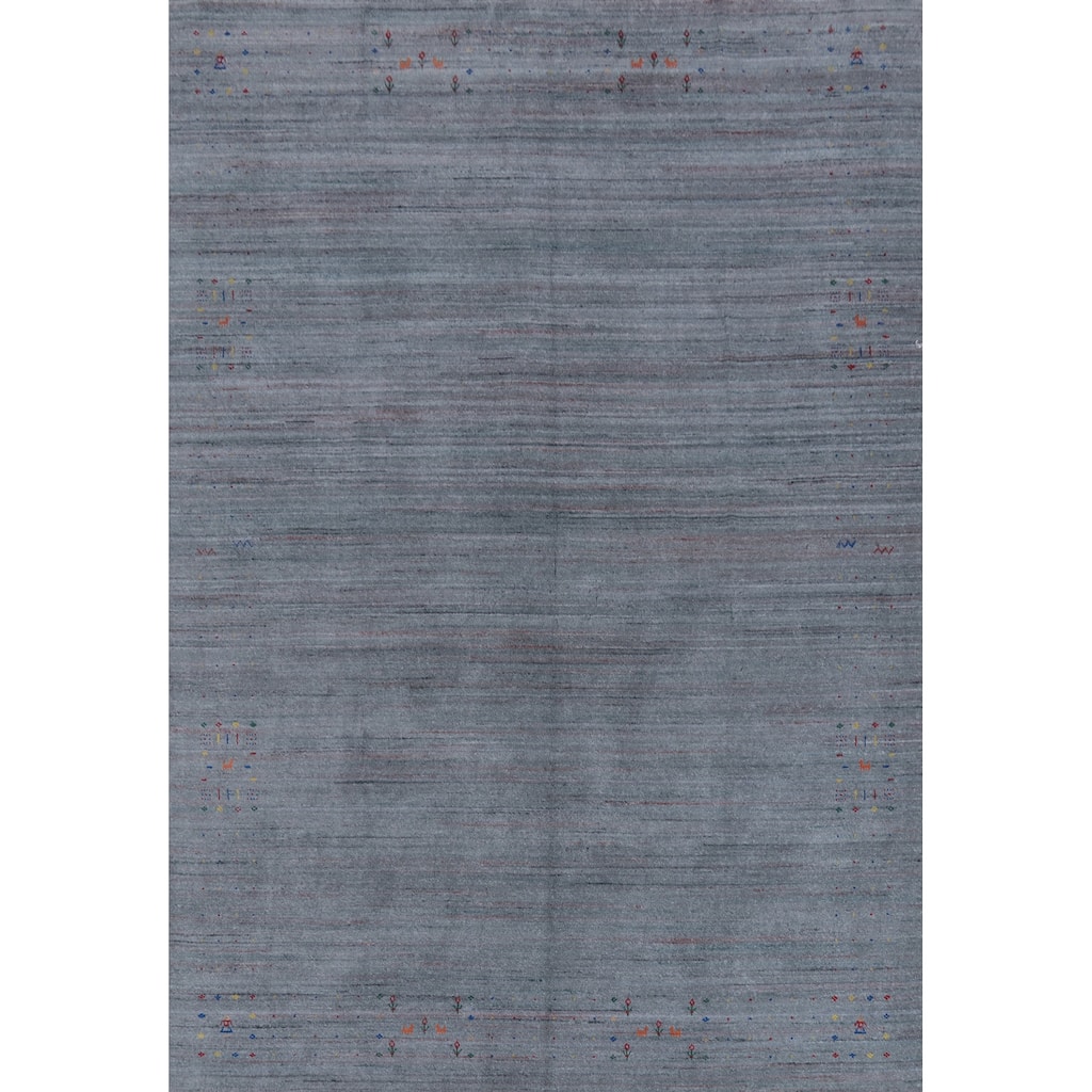 Hand Knotted Oriental 100% Wool Carpet Tribal Animal Pictorial Navy Blue & Blues Gabbeh Area Rug - 12' 0'' X 8' 11''