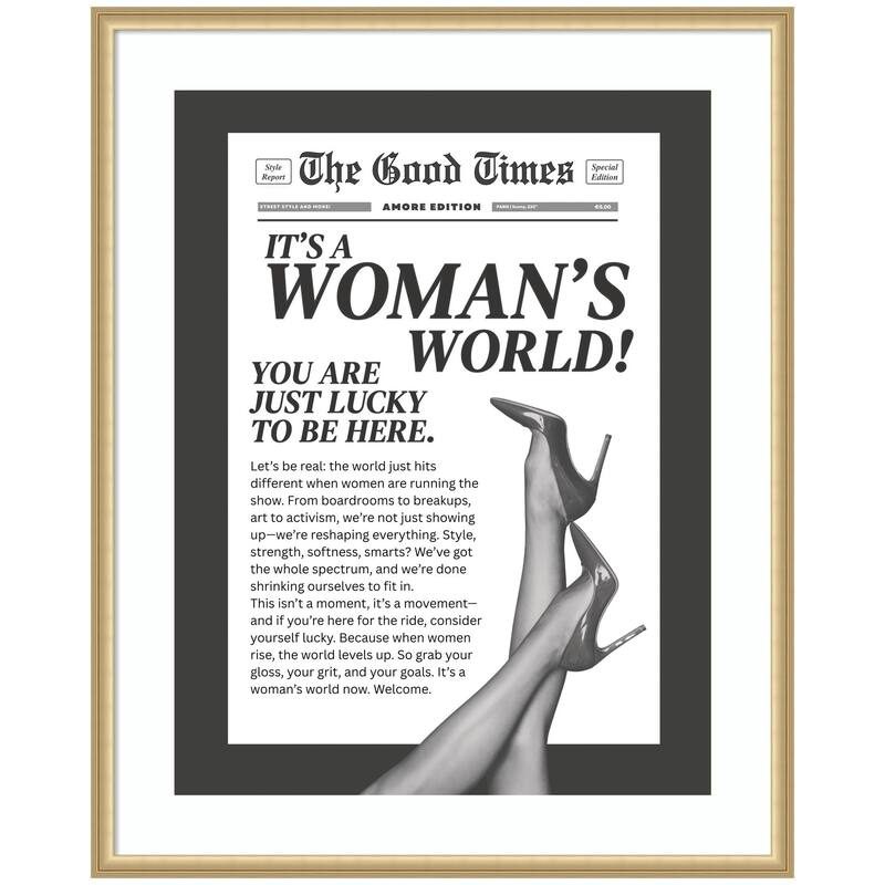 Kate and Laurel Woman's World by Honey Island Studio Framed Wall Art Print - 34 x 42 - Gold
