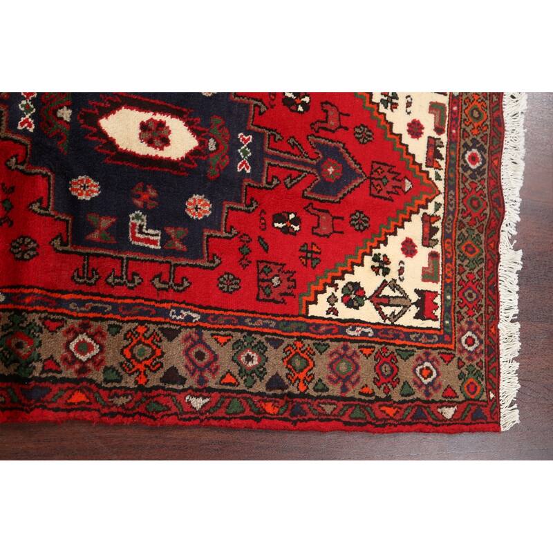 Geometric Persian Hamedan Home Decor Area Rug Hand-knotted Wool Carpet - 3'0" x 4'10"