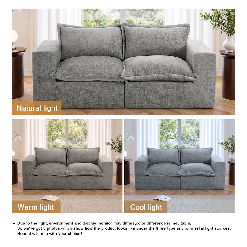 No Assembly Chenille Modular Sectional Sofa Comfy Cloud Couch