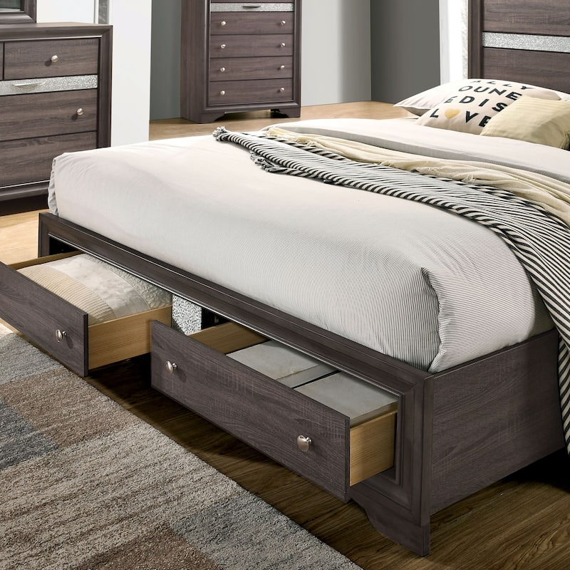 Bara Contemporary Grey Solid Wood 2-Piece Storage Platform Bedroom Set by Furniture of America