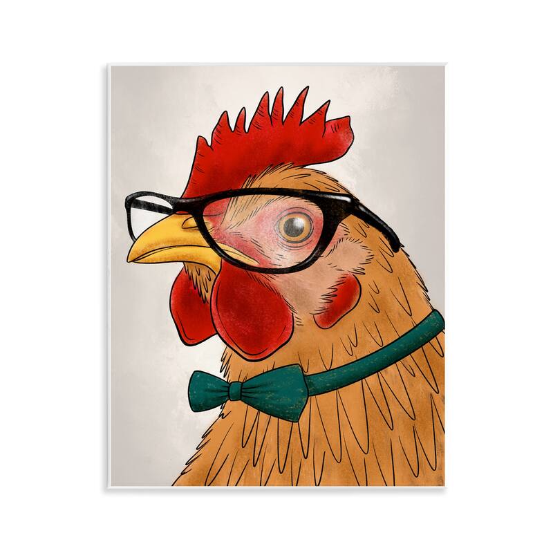 Stupell Funny Hipster Rooster Wall Plaque Art Design By Marcus Prime - 11 x 14