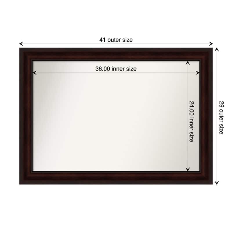 Non-Beveled Bathroom Wall Mirror - Coffee Bean Brown Frame - 41 x 29 in - Coffee Bean Brown