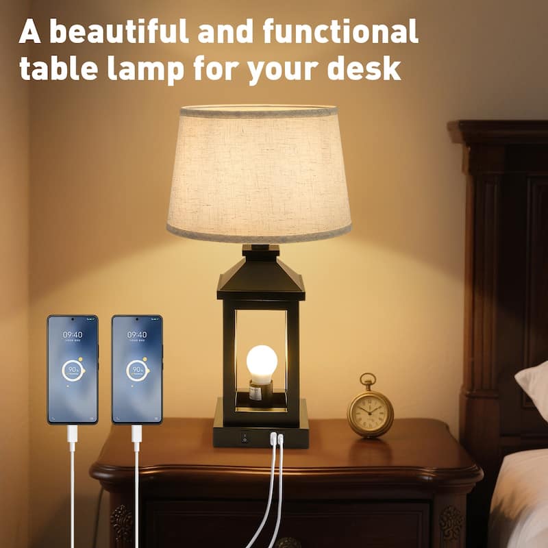 20.5in Table Lamp for Living Room, 3-Way Dimmable Touch Control Modern Nightstand Lamp with 2 Light (Bulbs Included)