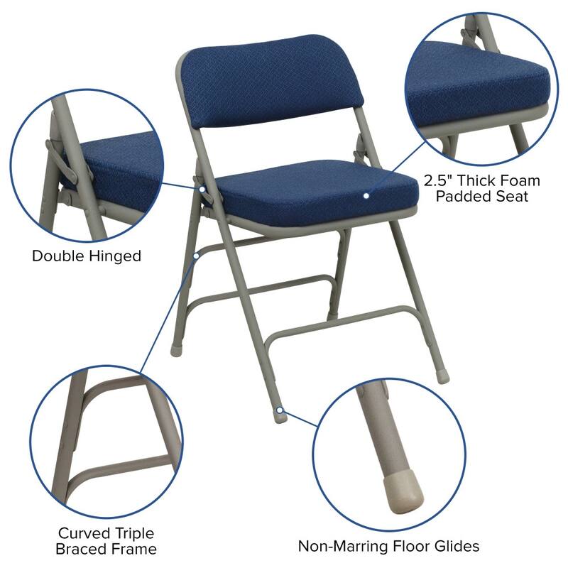 Set of 4 HERCULES Series Metal Folding Chairs with Padded Seats