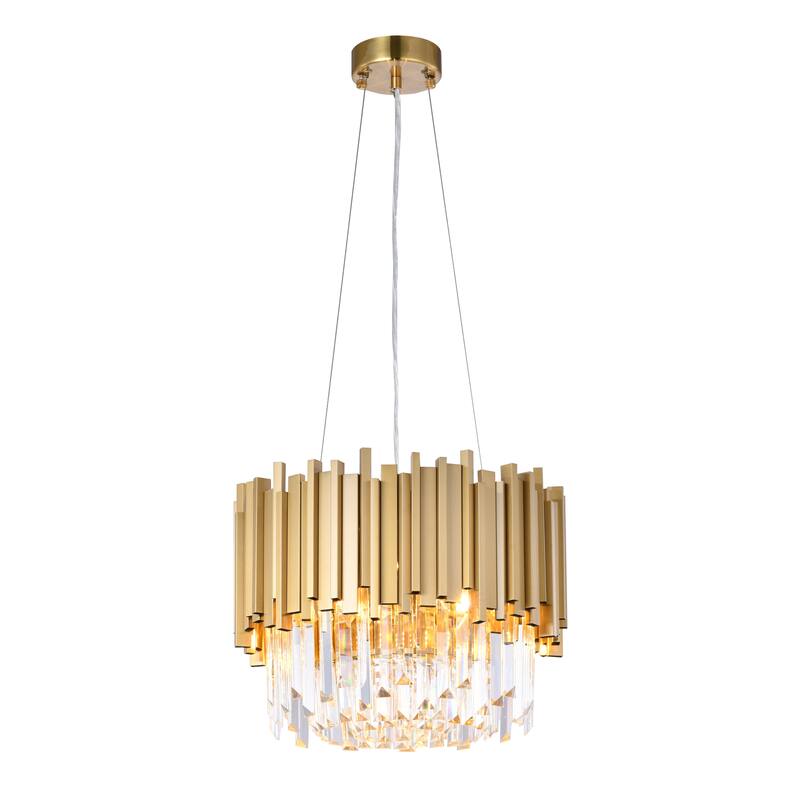 6 Light Gold Chandelier With Clear Crystal Accents