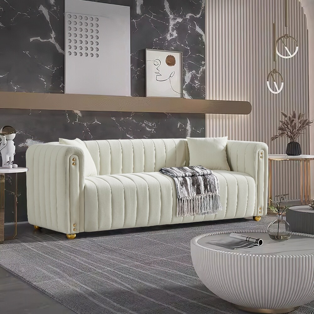 Farah cream velvet sofa discount