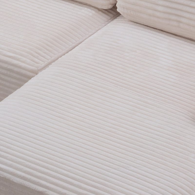 133.4" U-Shaped Corduroy Sectional Sofa with Cup Holders, No Assembly Required