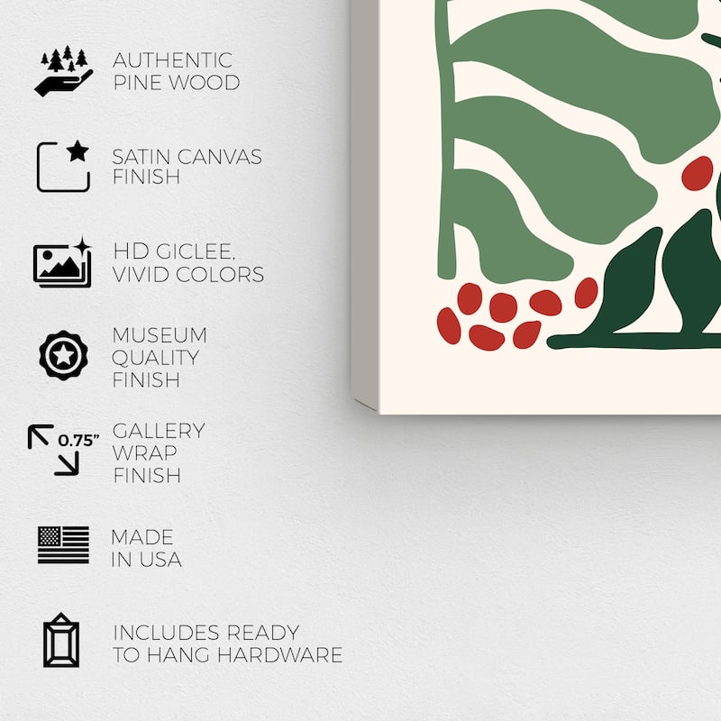 Wynwood Studio Canvas Holiday and Seasonal Christmas Flowers II Red Modern & Contemporary Wall Art Canvas Print