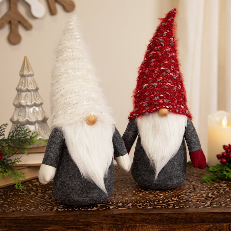 Plush Standing Gnomes Christmas Decorations - 14" - Set of 2