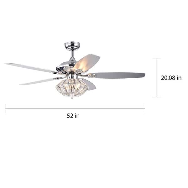 Warehouse of Tiffany Makore Chrome 52-inch Lighted Ceiling Fan with Crystal Shade