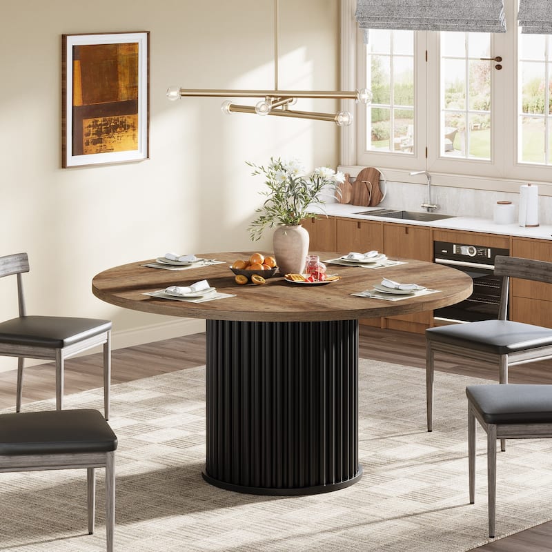 47 Inch Round Dining Table for 4-6 People - 47.24" W x 47.24" D x 29.92" H