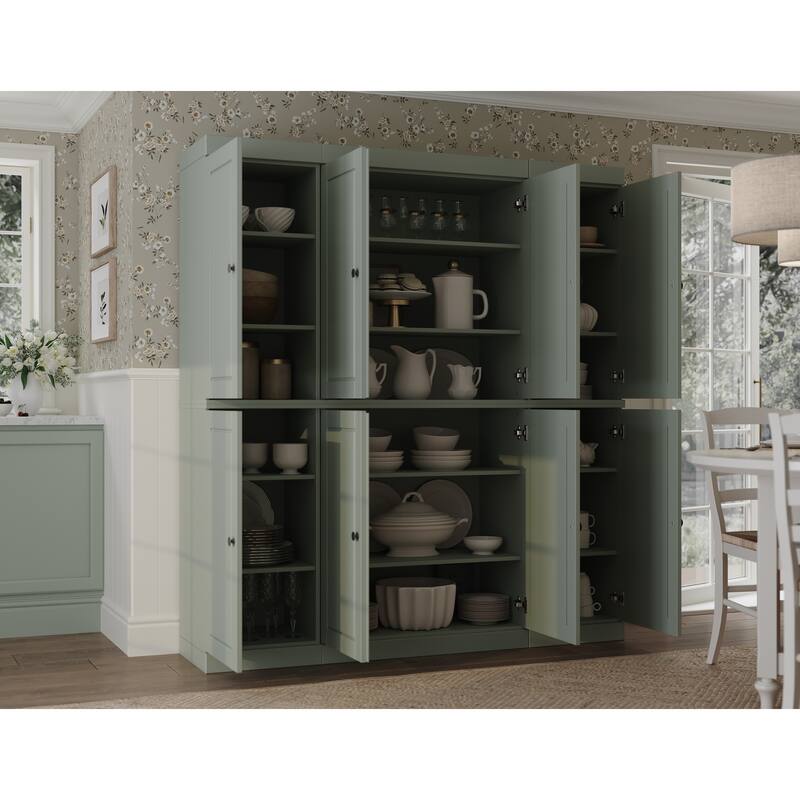 Palace Imports 100% Solid Wood Pantry Cabinet, Raised Panel Doors, Adjustable Shelves, 65" Wide, 71.5" Tall - 65" x 71.5"